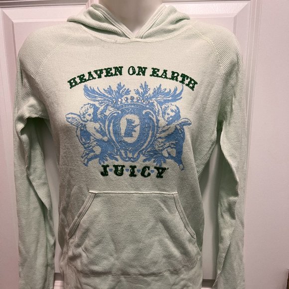 Juicy Couture Tops - Juicy Couture medium mint green vintage thermal  hoodie  long sleeve